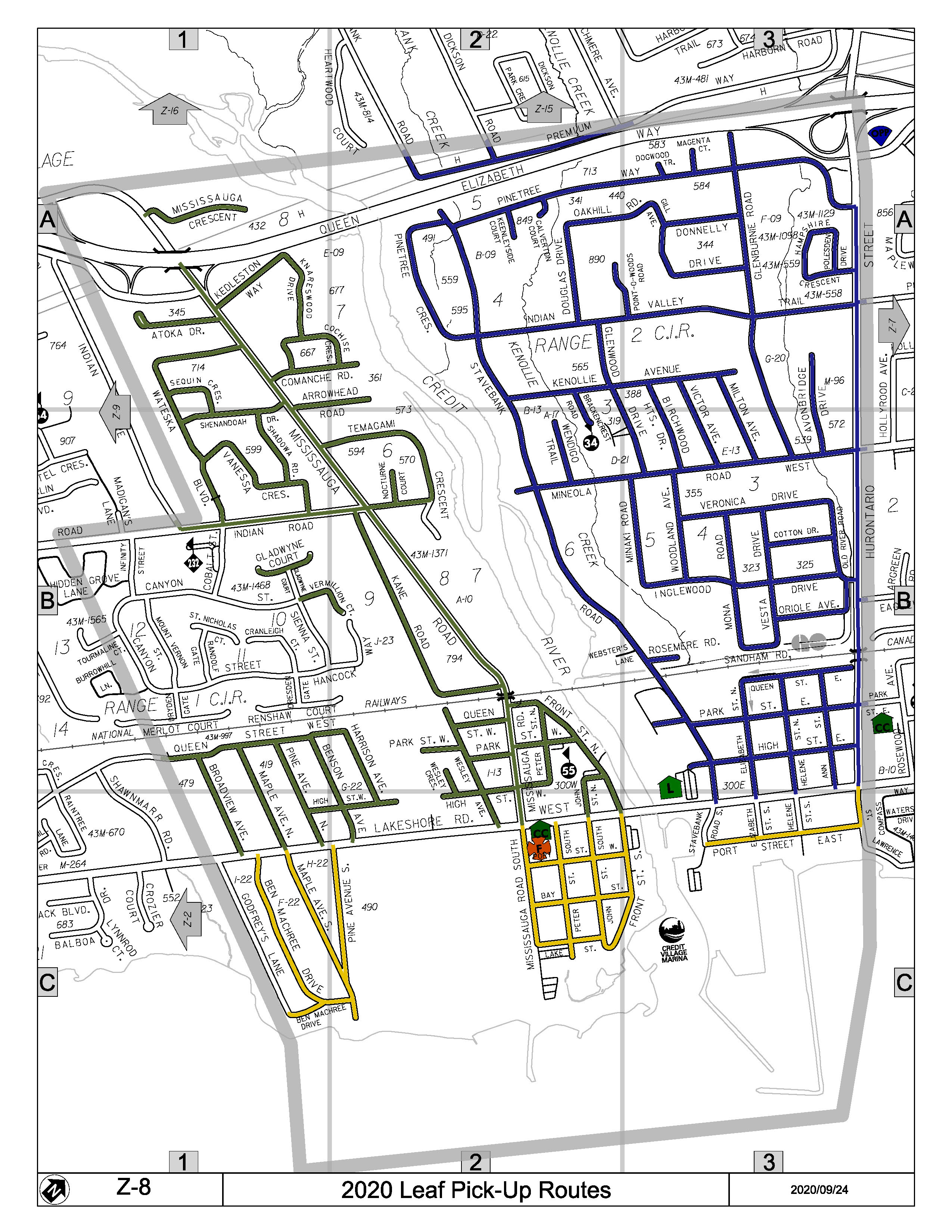 Map Z08 of the Leaf Pick Up Routes