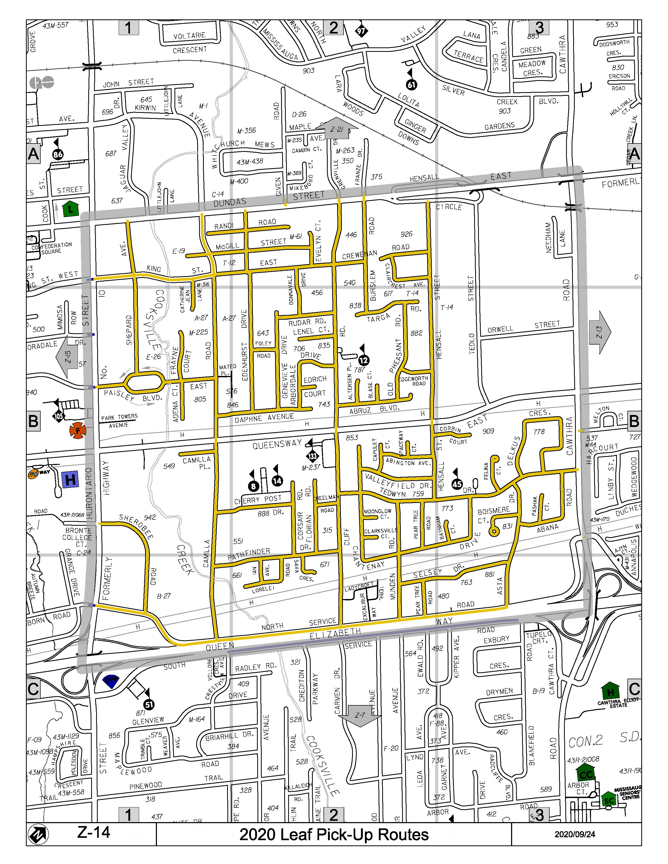 Map Z14 of the Leaf Pick Up Routes