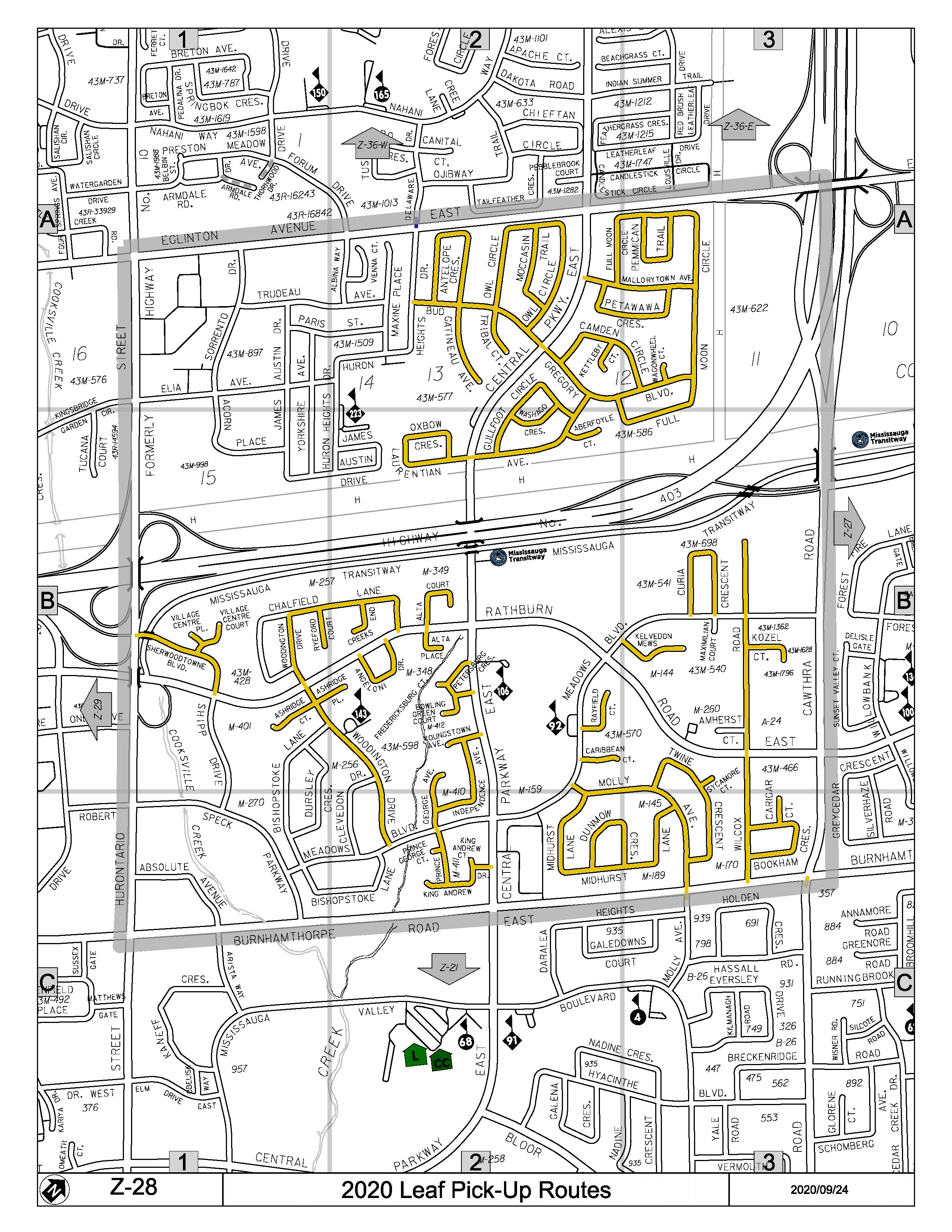Map Z28 of the Leaf Pick Up Routes