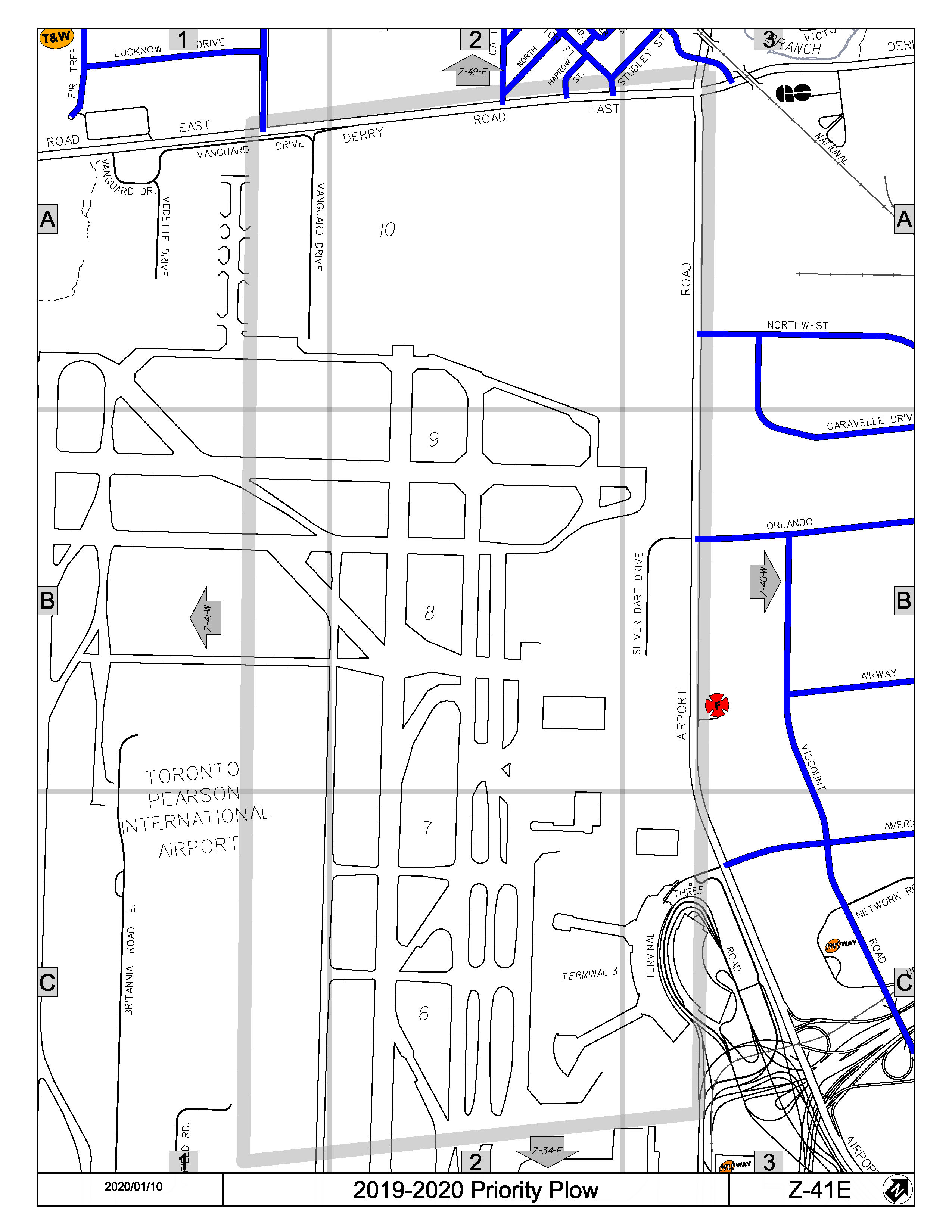 Map Z41e of the Priority Road System for Snow Plowing