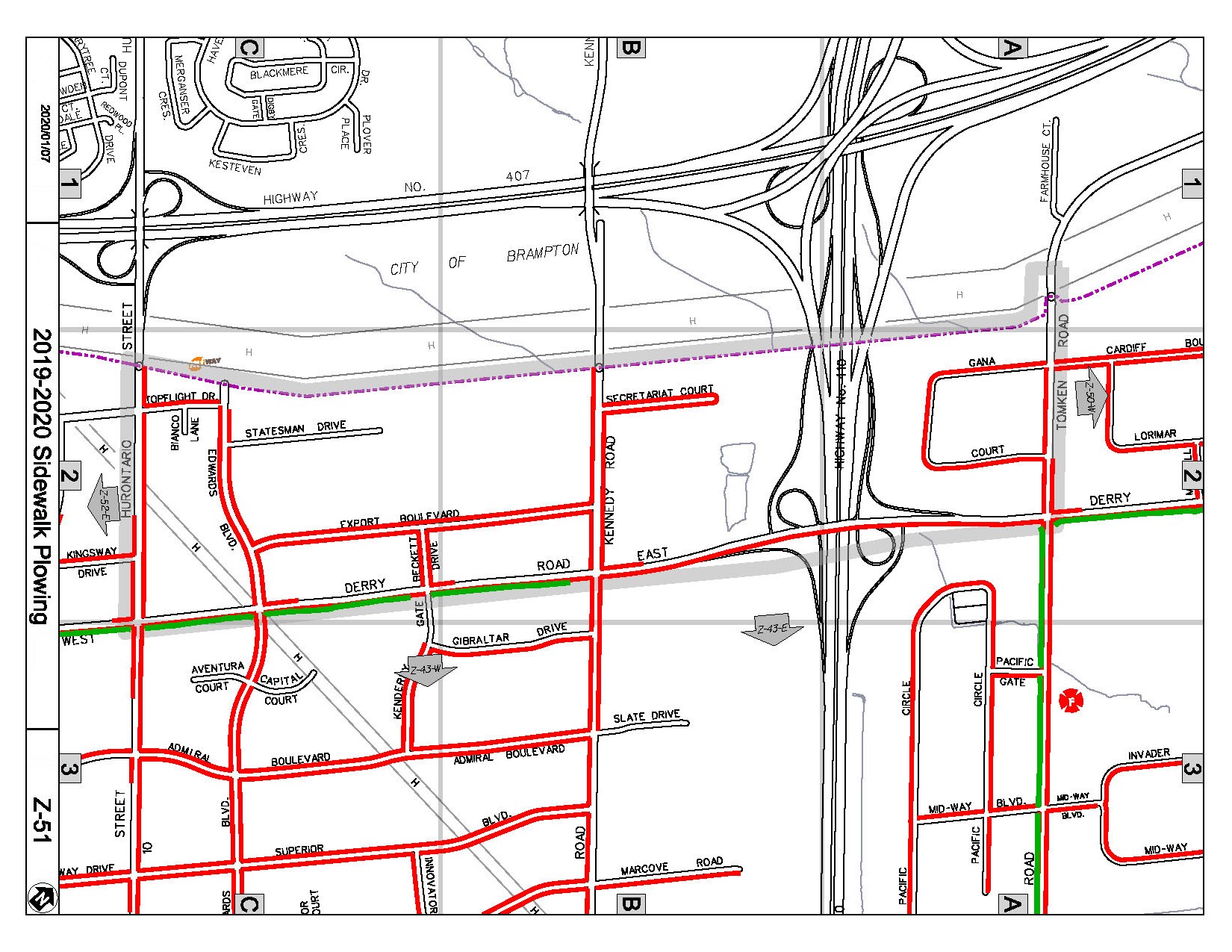 Map Z-51 Of The Priority Sidewalk System For Snow Plowing