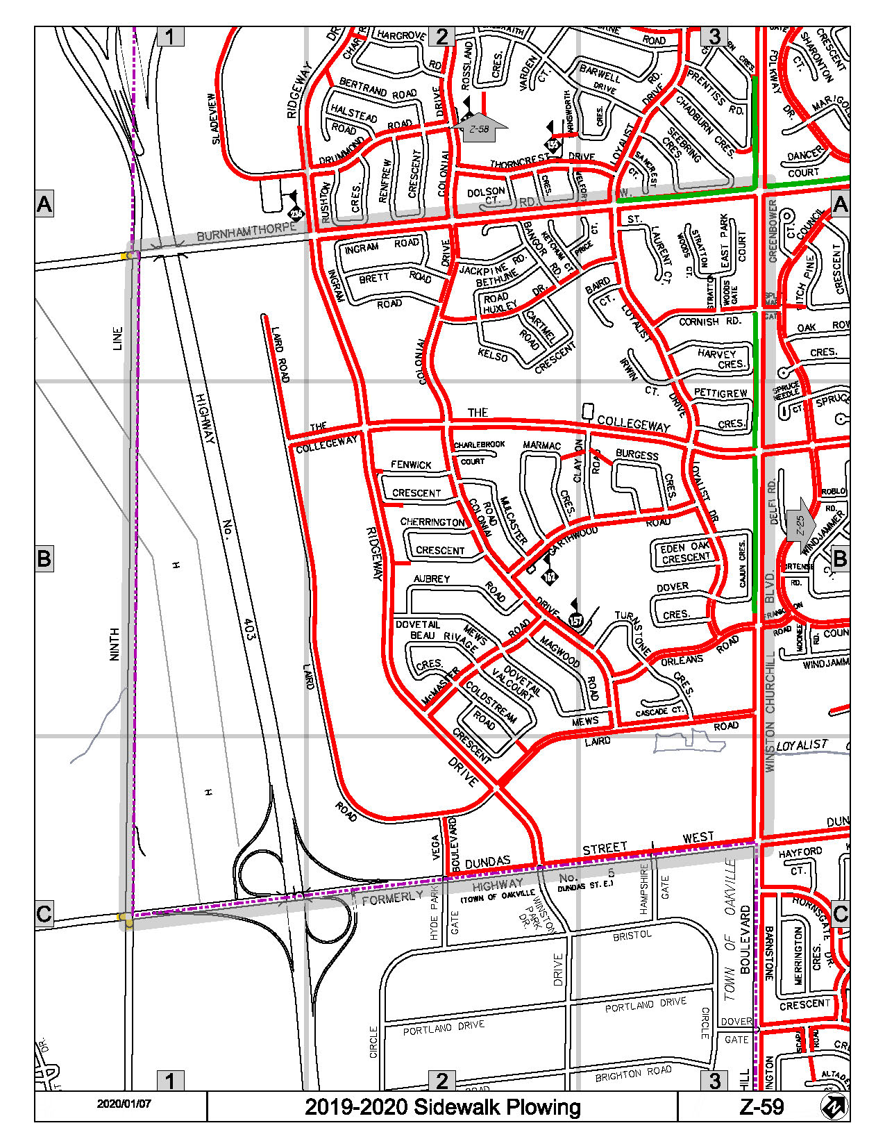 Map Z-59 Of The Priority Sidewalk System For Snow Plowing