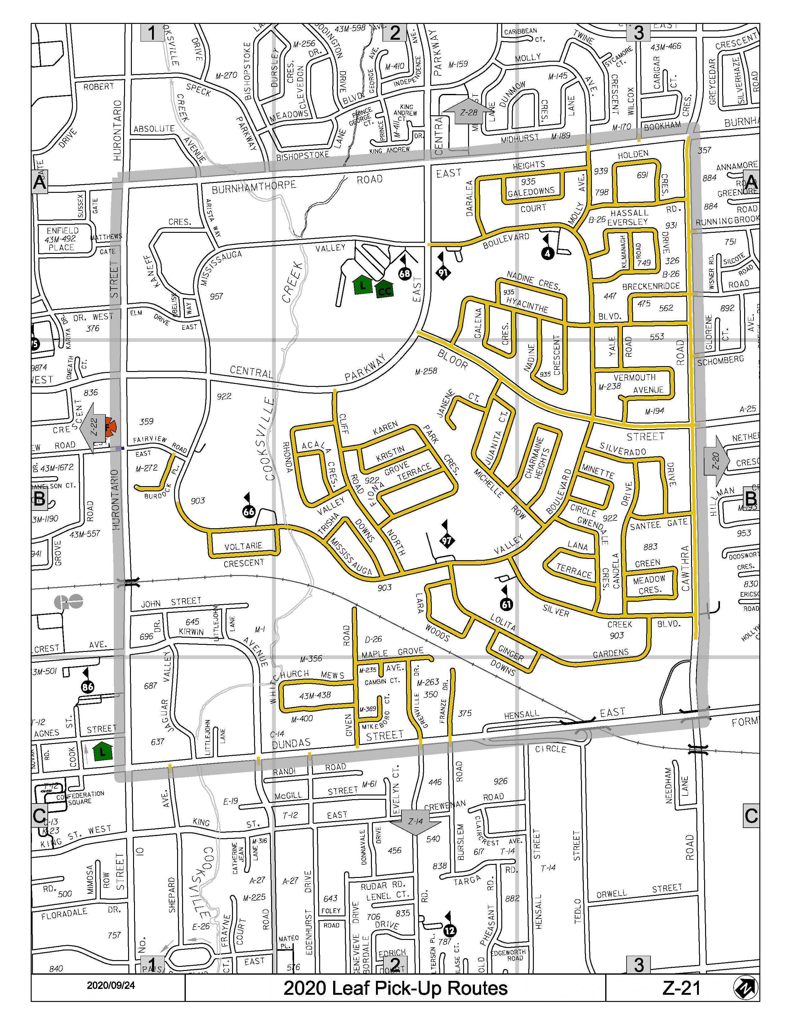 Map Z-21 of the Leaf Pick Up Routes