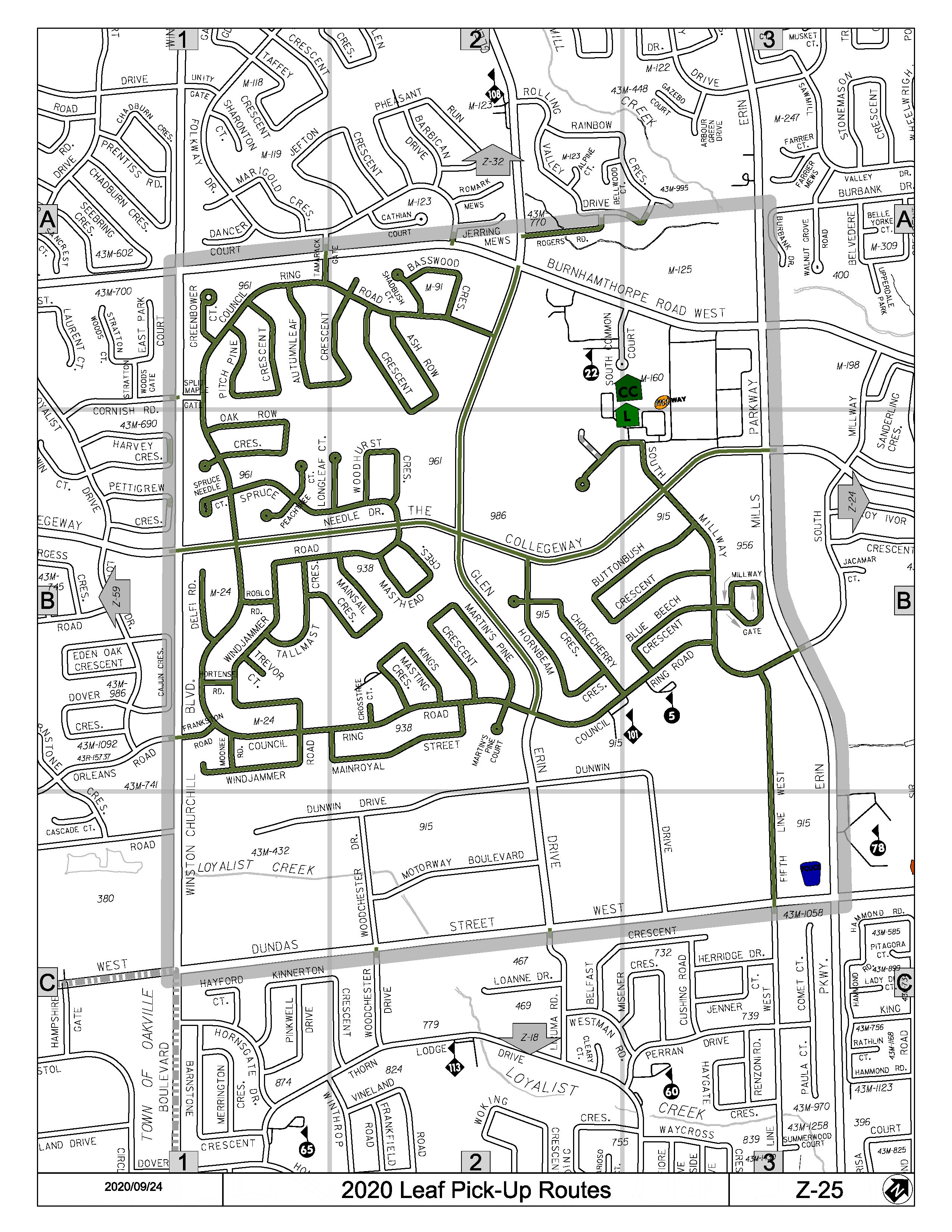 Map Z-25 of the Leaf Pick Up Routes