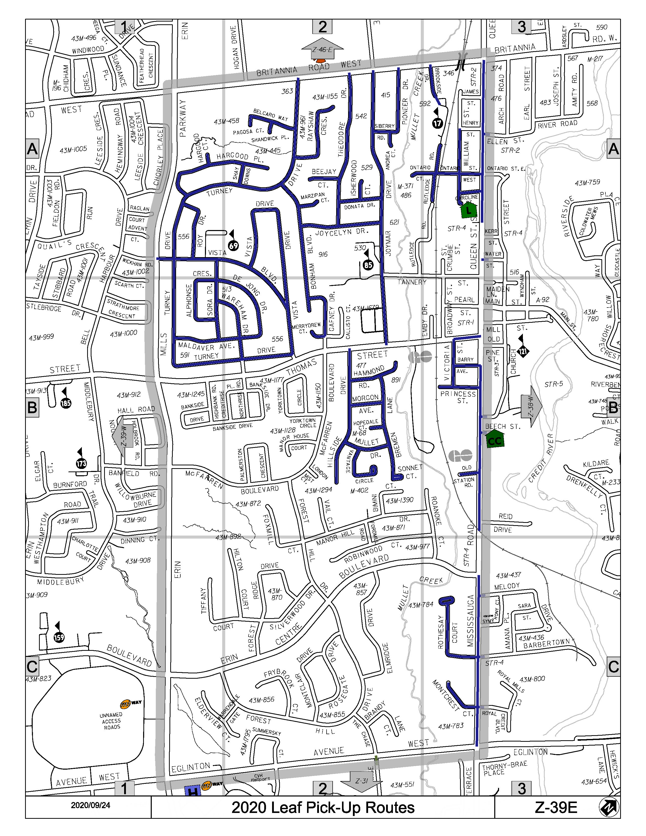 Map Z-39e of the Leaf Pick Up Routes