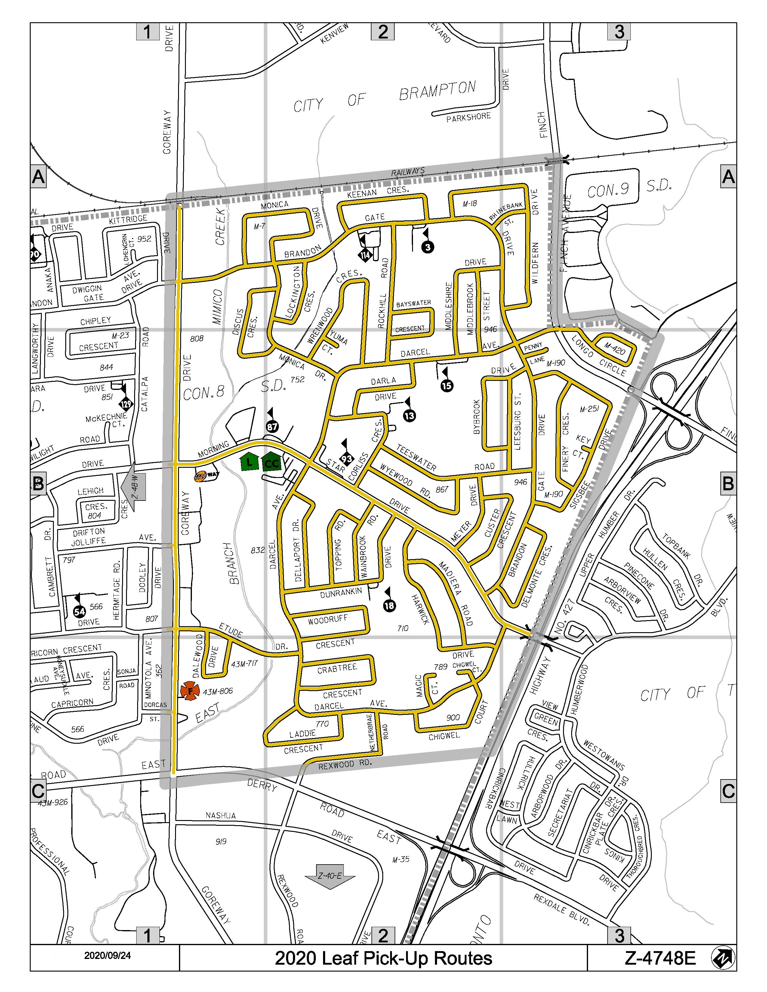 Map Z-4748e of the Leaf Pick Up Routes