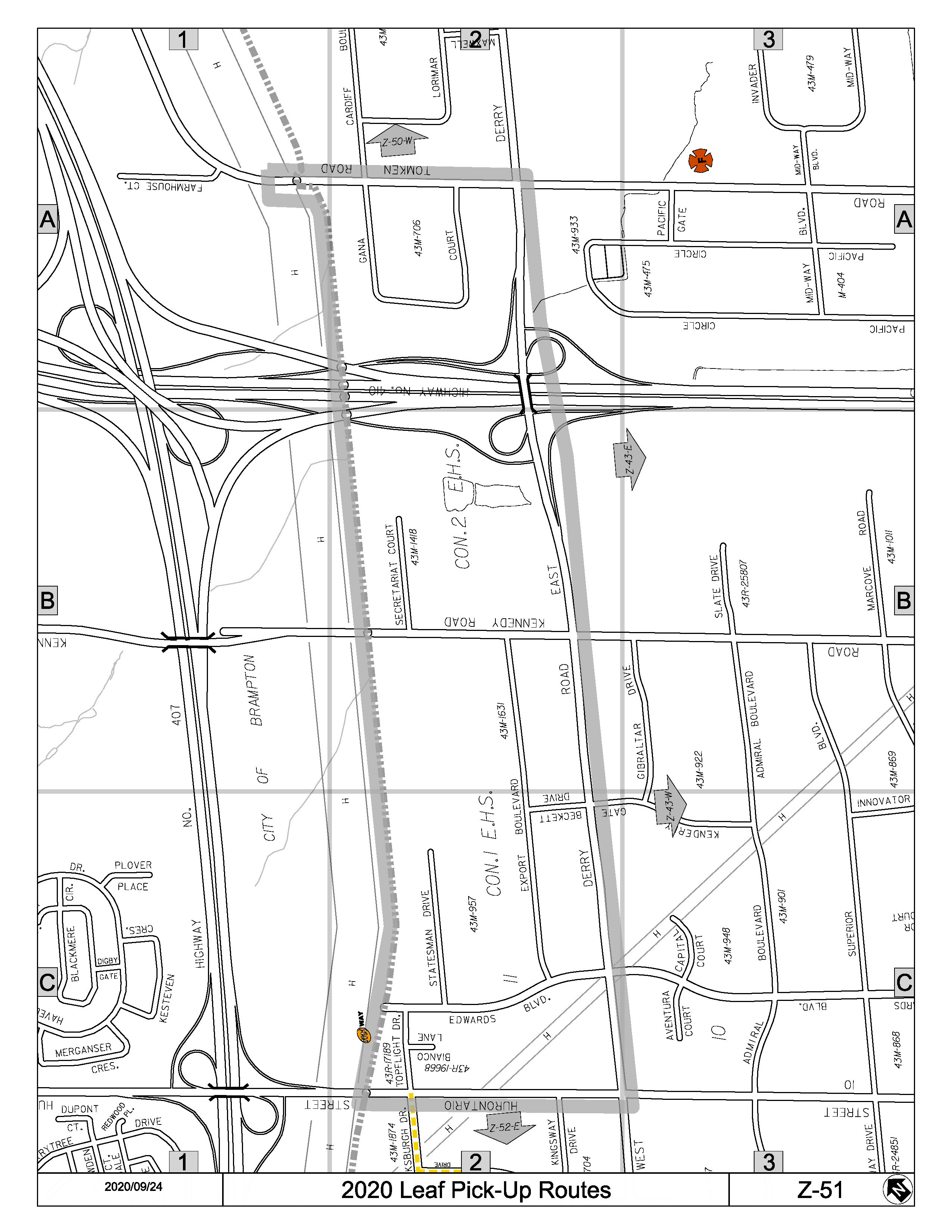 Map Z-51 of the Leaf Pick Up Routes