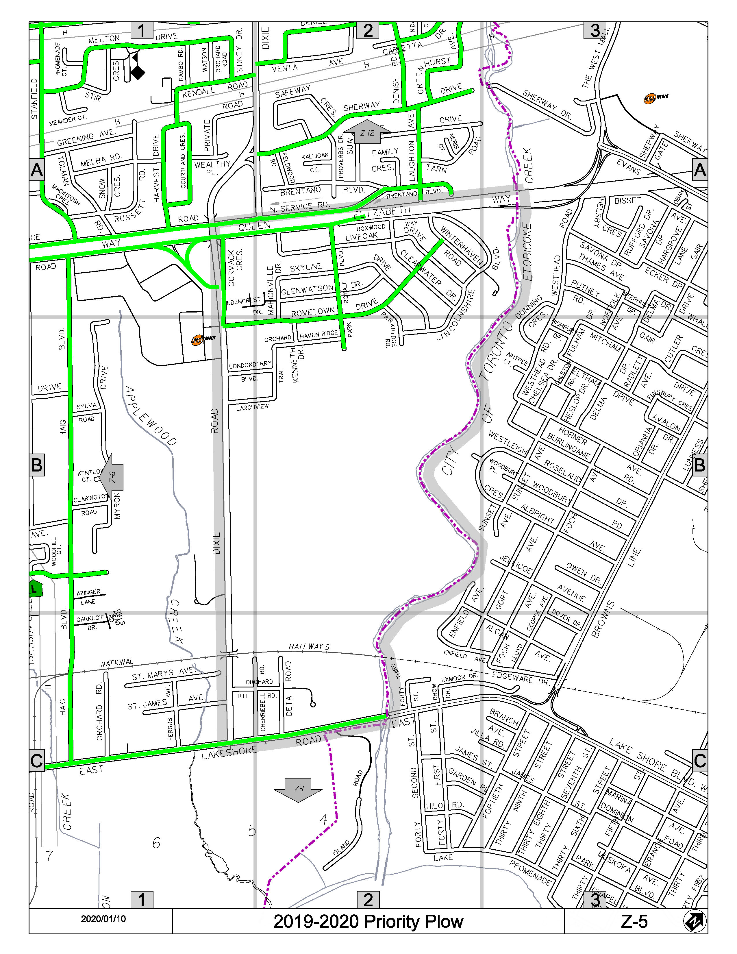 Map Z-05 of the Priority Road System for Snow Plowing