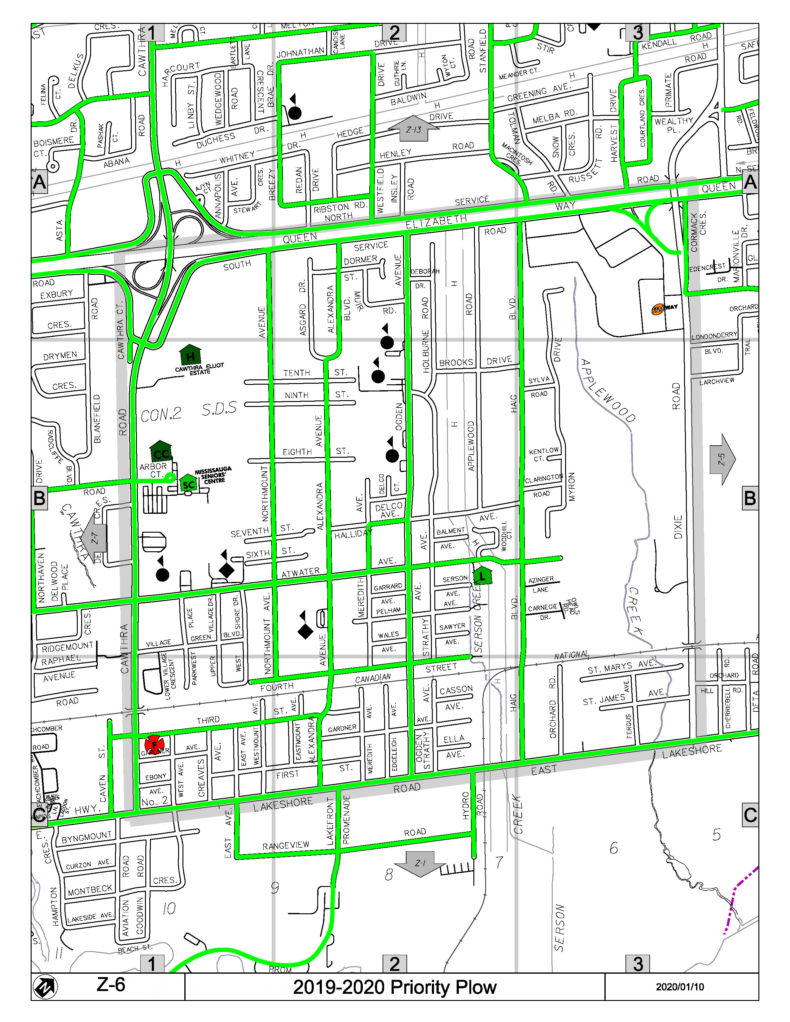 Map Z-06 of the Priority Road System for Snow Plowing