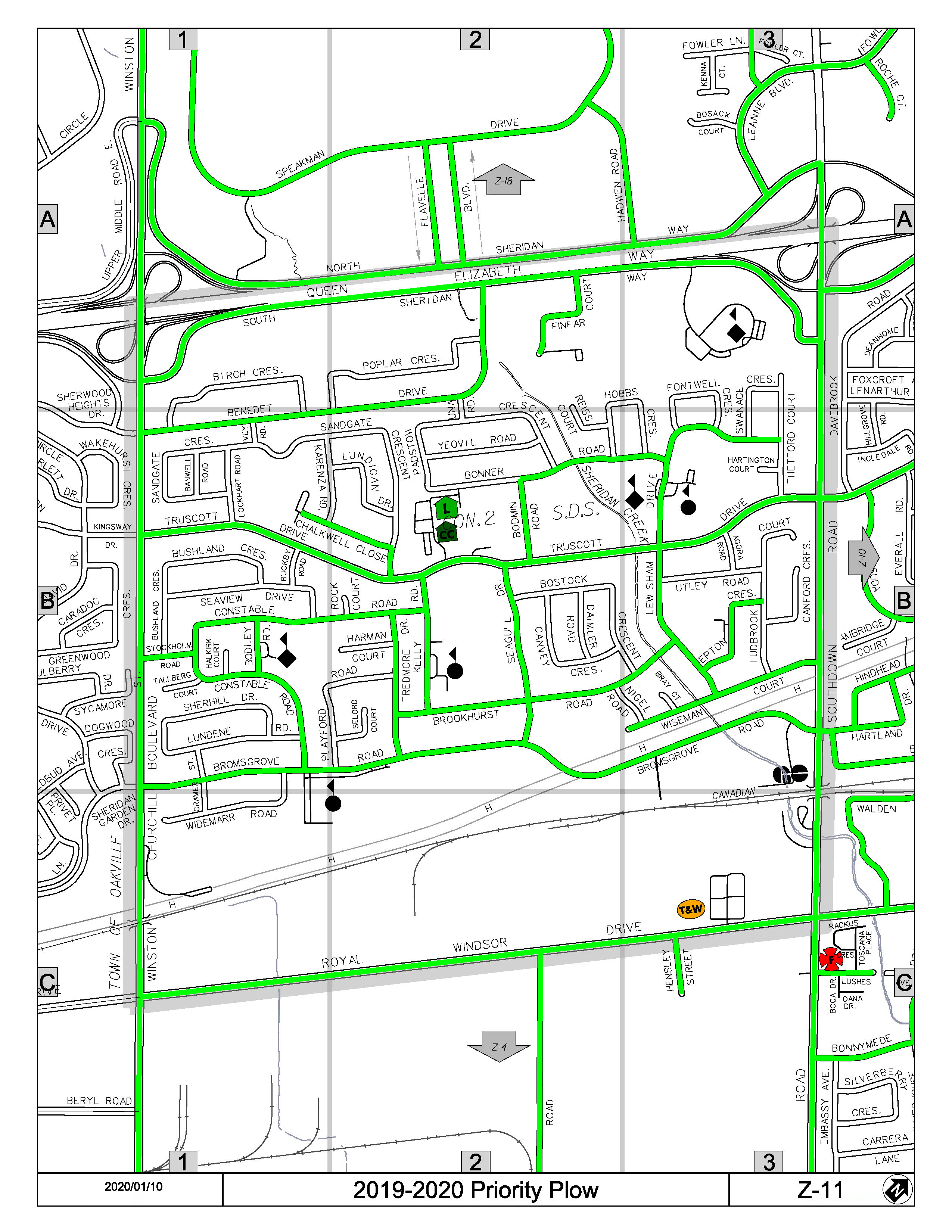 Map Z-11 of the Priority Road System for Snow Plowing