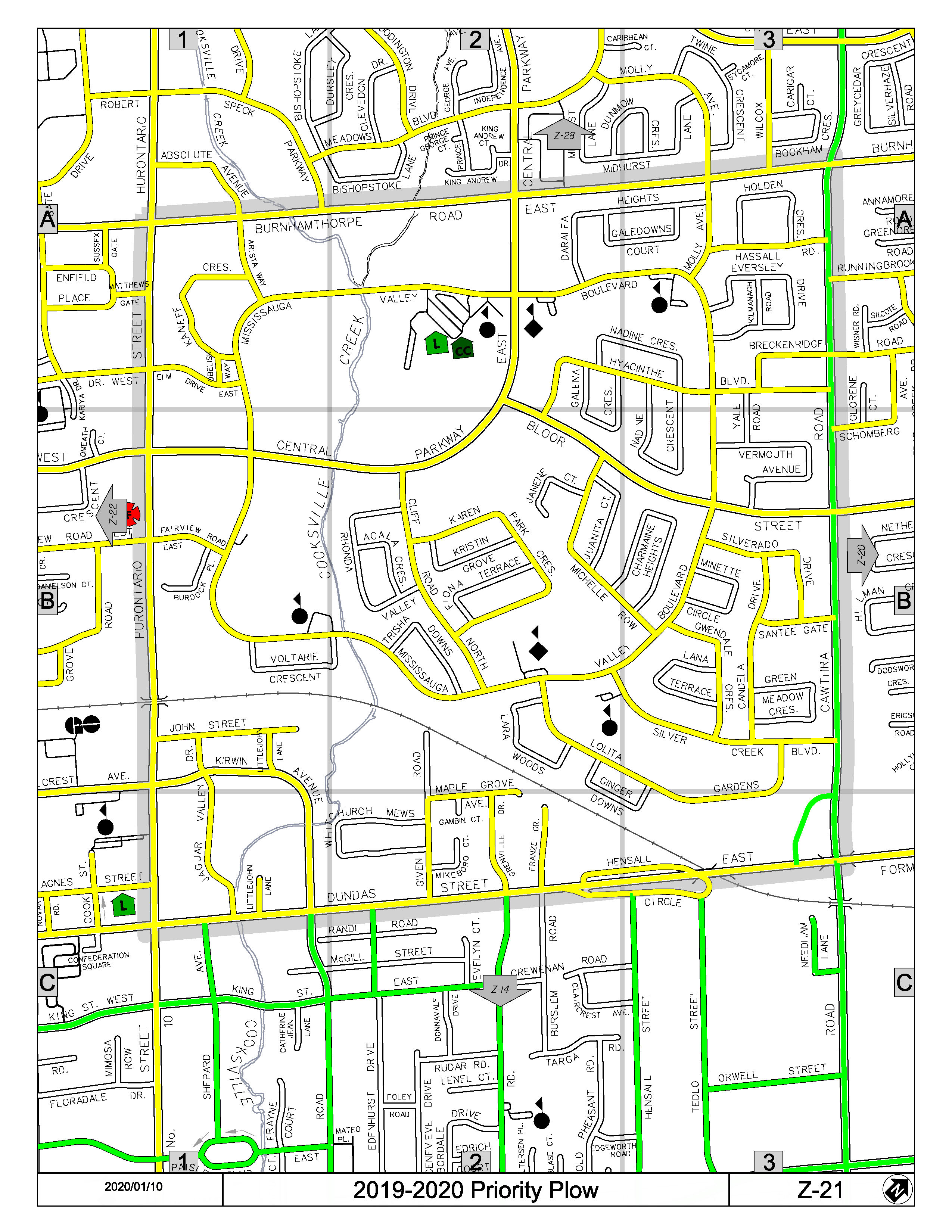 Map Z-21 of the Priority Road System for Snow Plowing