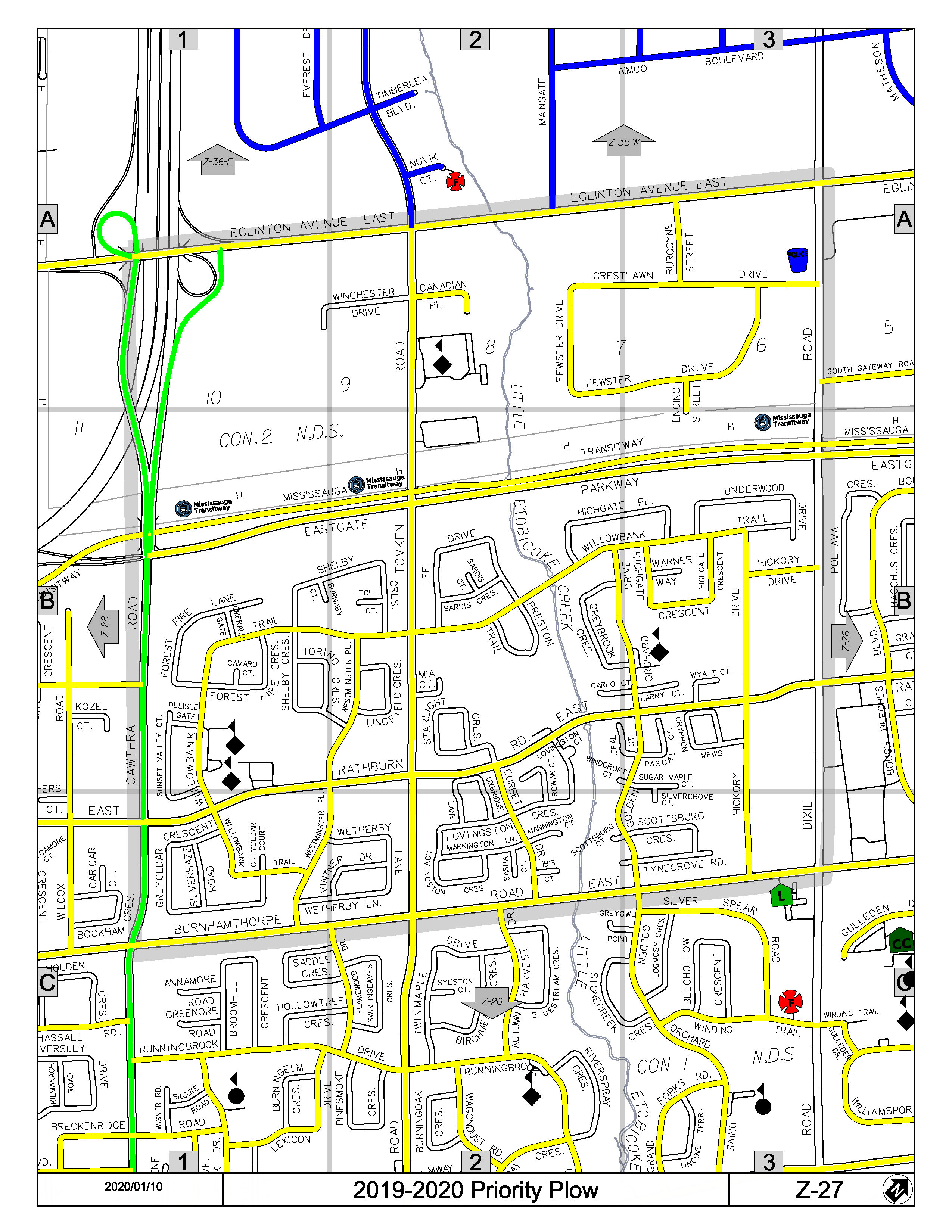 Map Z-27 of the Priority Road System for Snow Plowing