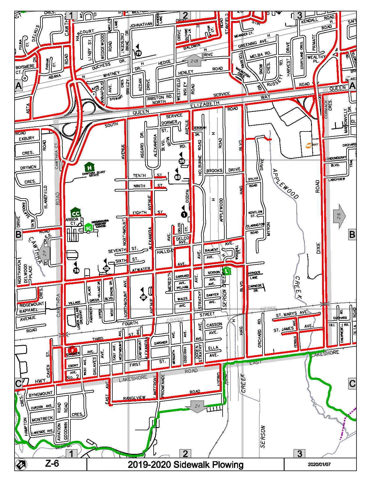 Map Z-06 of the Priority Sidewalk System for Snow Plowing