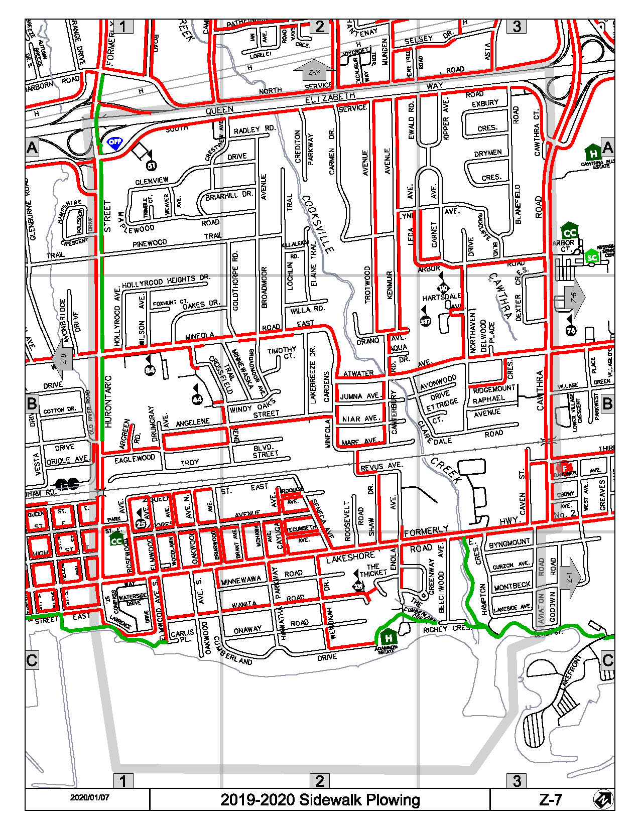 Map Z-07 of the Priority Sidewalk System for Snow Plowing