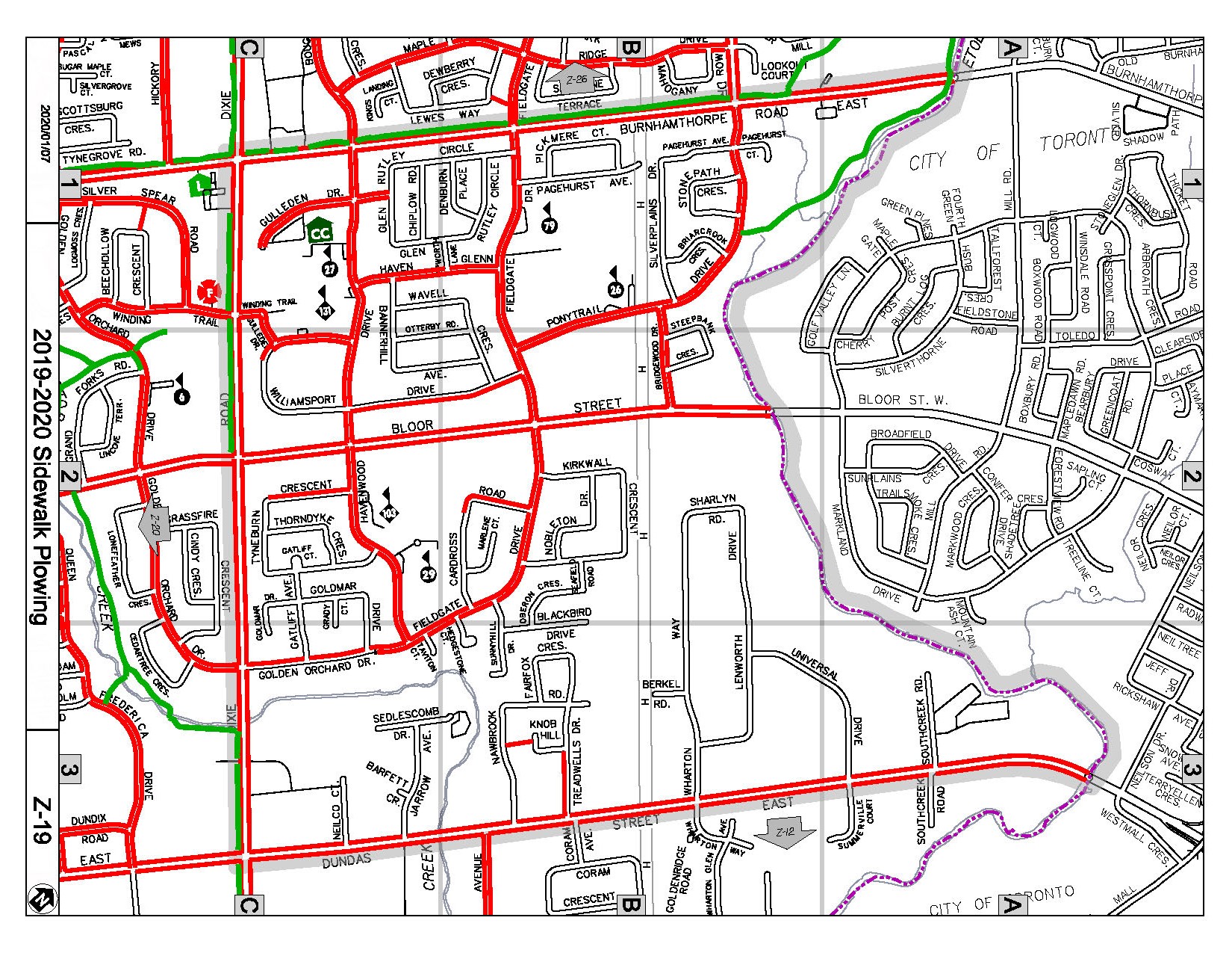 Map Z-19 of the Priority Sidewalk System for Snow Plowing