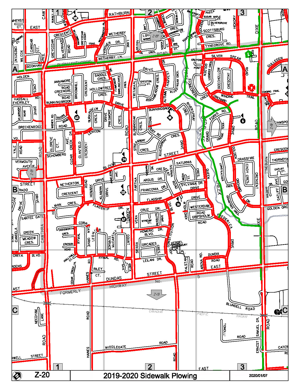 Map Z-20 of the Priority Sidewalk System for Snow Plowing